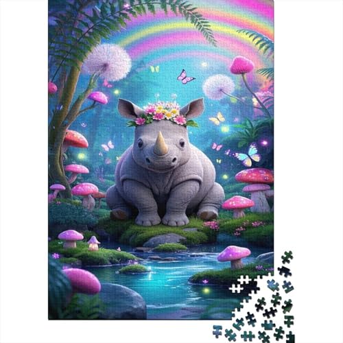 Rhinoceros Puzzle Flussufer Erwachsenenpuzzle 1000-teilige Stressabbau-Spielzeug Holzpuzzles PuzzlePädagogisches Für Erwachsene Und Kinder Ab 14 Jahren 1000pcs (75x50cm) von TJLROUVNK