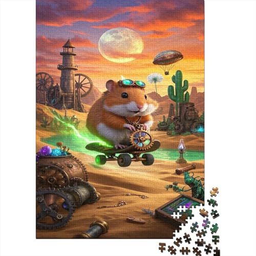 Roborovski Hamster Puzzle Wüste Erwachsenenpuzzle 1000-teilige Stressabbau-Spielzeug Holzpuzzles PuzzlePädagogisches Für Erwachsene Kinder 1000pcs (75x50cm) von TJLROUVNK
