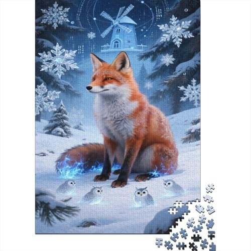 Roter Fuchs Puzzles Schnee Szene Lernspiel 1000-teilige Stressabbau-Spielzeug Holzpuzzles PuzzlePädagogisches Für Erwachsene Kinder 1000pcs (75x50cm) von TJLROUVNK