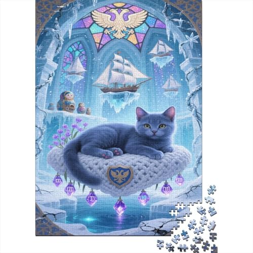 Russisch Blau Puzzles Blue Katze Buntes Legespiel 1000 Teile Geschicklichkeitsspiel Holzpuzzles PuzzlePädagogisches Für Die Ganze Familie 1000pcs (75x50cm) von TJLROUVNK