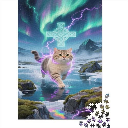 Russisch Blau Puzzles Katze Lernspiel 1000 PCS Stressabbau-Spielzeug Holzpuzzles PuzzlePädagogisches Für Erwachsene 1000pcs (75x50cm) von TJLROUVNK