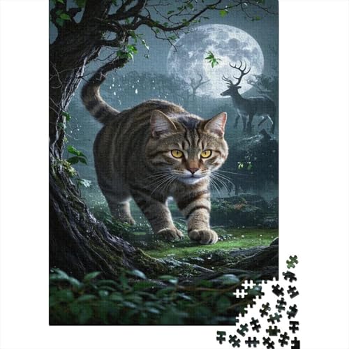 Scottish Fold Puzzle Mondlicht Nacht Buntes Legespiel 1000 PCS Herausforderungsspielzeug Holzpuzzles PuzzlePädagogisches Für Erwachsene Und Kinder Ab 14 Jahren 1000pcs (75x50cm) von TJLROUVNK