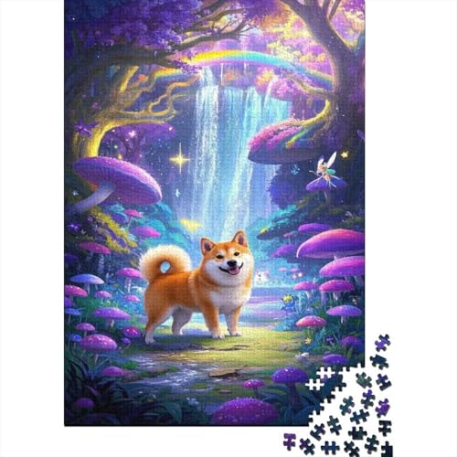 Shiba Inu Puzzle Verzauberter Wasserfall Erwachsenenpuzzle 1000-teilige Herausforderungsspielzeug Holzpuzzles PuzzlePädagogisches Für Erwachsene Und Kinder Ab 14 Jahren 1000pcs (75x50cm) von TJLROUVNK
