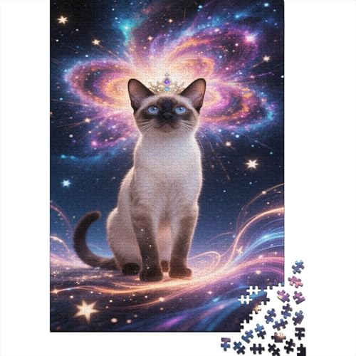 Siamische Katze Puzzles Haustiere Lernspiel 1000-teilige Geschicklichkeitsspiel Holzpuzzles PuzzlePädagogisches Für Erwachsene 1000pcs (75x50cm) von TJLROUVNK