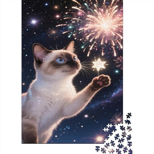 Siamois Puzzles Feuerwerk Buntes Legespiel 1000 Teile Geschicklichkeitsspiel Holzpuzzles PuzzlePädagogisches Für Die Ganze Familie 1000pcs (75x50cm) von TJLROUVNK