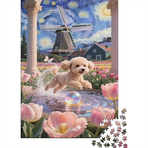 Teetasse Pudel Puzzles Tulpen Lernspiel 1000 Teile Stressabbau-Spielzeug Holzpuzzles PuzzlePädagogisches Für Erwachsene Kinder 1000pcs (75x50cm) von TJLROUVNK
