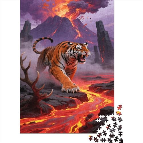 Tiger Puzzles Vulkan Lernspiel 1000 PCS Geschicklichkeitsspiel Holzpuzzles PuzzlePädagogisches Für Die Ganze Familie 1000pcs (75x50cm) von TJLROUVNK