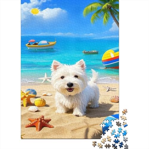 West Highland White Terrier Puzzle Küste Buntes Legespiel 1000 PCS Herausforderungsspielzeug Holzpuzzles PuzzlePädagogisches Für Erwachsene 1000pcs (75x50cm) von TJLROUVNK