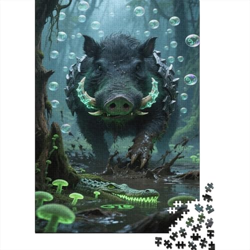 Wildschwein Puzzles Dunkler Wald Lernspiel 1000-teilige Geschicklichkeitsspiel Holzpuzzles PuzzlePädagogisches Für Erwachsene Und Kinder Ab 14 Jahren 1000pcs (75x50cm) von TJLROUVNK