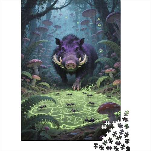 Wildschwein Puzzles Wildtiere Lernspiel 1000-teilige Herausforderungsspielzeug Holzpuzzles PuzzlePädagogisches Für Erwachsene Und Kinder Ab 14 Jahren 1000pcs (75x50cm) von TJLROUVNK