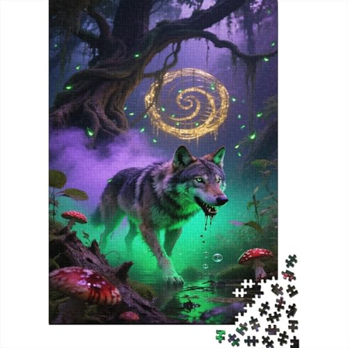 Wolf Puzzles Fantasie Szene Lernspiel 1000 Teile Geschicklichkeitsspiel Holzpuzzles PuzzlePädagogisches Für Erwachsene 1000pcs (75x50cm) von TJLROUVNK