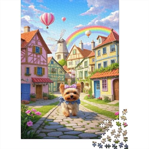 Yorkshire Terrier Puzzle Cute Puppy Town Buntes Legespiel 1000 PCS Herausforderungsspielzeug Holzpuzzles PuzzlePädagogisches Für Erwachsene 1000pcs (75x50cm) von TJLROUVNK