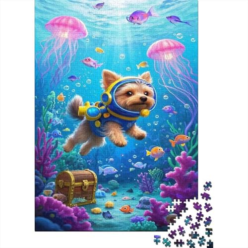Yorkshire Terrier Puzzle Unterwasserbegegnungen Erwachsenenpuzzle 1000-teilige Herausforderungsspielzeug Holzpuzzles PuzzlePädagogisches Für Erwachsene Kinder 1000pcs (75x50cm) von TJLROUVNK