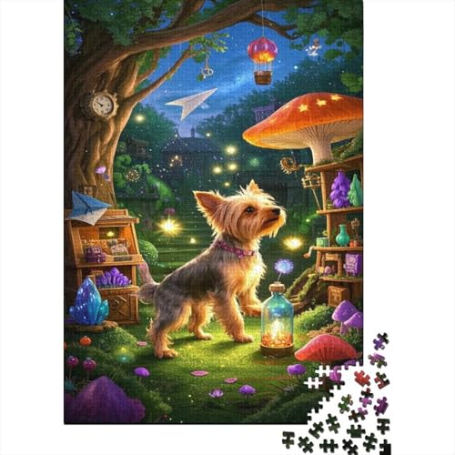 Yorkshire Terrier Welpe Puzzle Zauberwald Erwachsenenpuzzle 1000 PCS Geschicklichkeitsspiel Holzpuzzles PuzzlePädagogisches Für Erwachsene Kinder 1000pcs (75x50cm) von TJLROUVNK