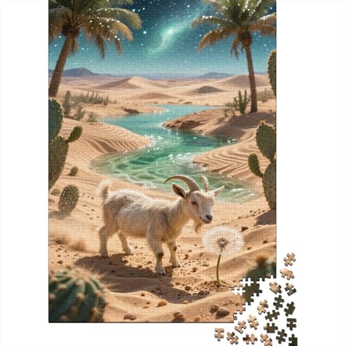 Ziege Puzzles Wüstenoase Lernspiel 1000-teilige Herausforderungsspielzeug Holzpuzzles PuzzlePädagogisches Für Die Ganze Familie 1000pcs (75x50cm) von TJLROUVNK