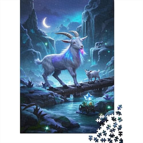 Zwergziege Puzzle Fantasy Valley Cute Goat Erwachsenenpuzzle 1000 Teile Herausforderungsspielzeug Holzpuzzles PuzzlePädagogisches Für Die Ganze Familie 1000pcs (75x50cm) von TJLROUVNK