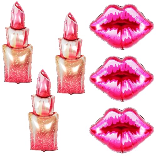 6 Stück Lippenstift-Lippenballons Make-up-Folienballon rote Lippenkuss Mylar-Luftballons Kosmetik-Party-Dekorationen für Junggesellinnenabschied Mädchen Damen Geburtstag Make-up Themenpartys Zubehör 6 Stück Lippenstift-Lippenballons Make-up-Folienballon rote Lippenkuss Mylar-Luftballons Kosmetik-Party-Dekorationen für Junggesellinnenabschied Mädchen Damen Geburtstag Make-up Themenpartys Zubehör von TJYJOY