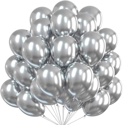50x Luftballons metallic silber - Ø 35 cm für Geburtstag & Hochzeit & Party & Kindergeburtstag - Luft & Helium als Dekoration von TK Gruppe Timo Klingler
