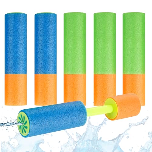 6X Wasserpistolen bunt, Für Kinder & Erwachsene aus weichem Schaumstoff - Extra Große Reichweite - Wasserspritzpistole von TK Gruppe Timo Klingler