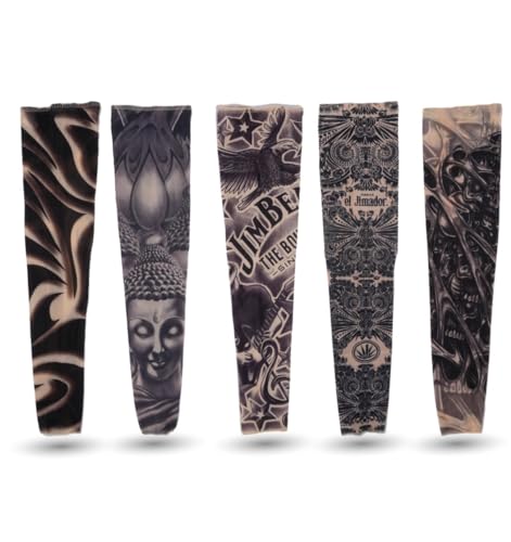 TK Gruppe Timo Klingler 25x Tattoo Ärmel Tattoo Strumpf Sleeve aus Nylon - täuschend echt - Herren - Armstrumpf für Fasching & Karnival & Halloween - Rocker von TK Gruppe Timo Klingler