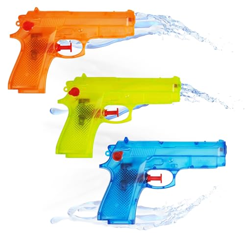 TK Gruppe Timo Klingler 3er Wasserpistolen Set - ca. 15 cm mit großer Reichweite Wasserspritzpistole Spritzpistole klein Mini für Kinder von TK Gruppe Timo Klingler