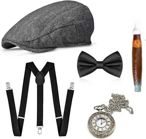 TK Gruppe Timo Klingler 3x Set 5 in 1-20er & 1920 Accessoires Herren Männer Set für Fasching & Karneval - Verkleidung wie Gatsby, Charleston - Kostüm & Fastnachtskostüme von TK Gruppe Timo Klingler