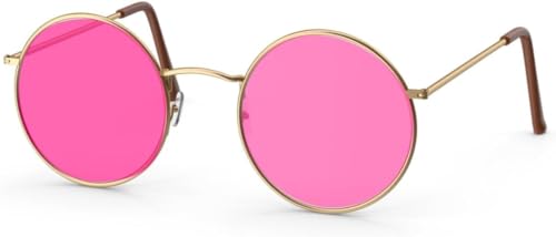 TK Gruppe Timo Klingler 5x Kostümheld® Hippie Brille Sonnenbrille rund rosa Accessoires für Fasching & Karneval - 70er 80er Jahre Zubehör wie John Lennon von TK Gruppe Timo Klingler