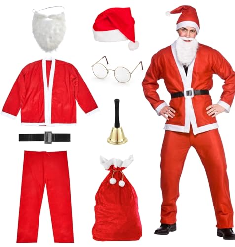 Kostümheld® 6 in 1 Nikolauskostüm - Einheitsgröße - Weihnachtsmannkostüm - Santa Costume - für Weihnachten - Kostüm für Nikolaus - Weihnachtsmann - Santa Claus - Herren/Erwachsene (Mengenauswahl) von TK Gruppe Timo Klingler