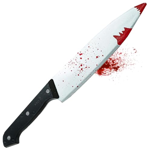 TK Gruppe Timo Klingler Blutiges Fake Messer mit Blut - als Accesoire für Halloween & Fasching - ca. 34 cm - Täuschend Echt für Horror Kostüm von TK Gruppe Timo Klingler
