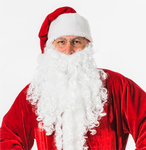 TK Gruppe Timo Klingler 2 in 1 - Weihnachtsmannbart - Nikolausbart Bart weiß Weiss - Perücke zum Verkleiden als Nikolaus - Weihnachtsmann - Santa - Weihnachten von TK Gruppe Timo Klingler