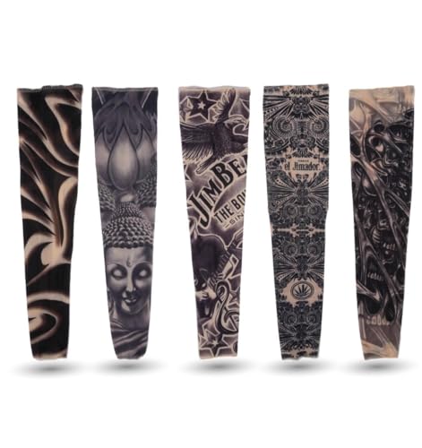 TK Gruppe Timo Klingler Kostümheld® 5X Tattoo Ärmel Tattoo Strumpf Sleeve aus Nylon - täuschend echt - Herren - Armstrumpf für Fasching & Karnival & Halloween - Rocker von TK Gruppe Timo Klingler