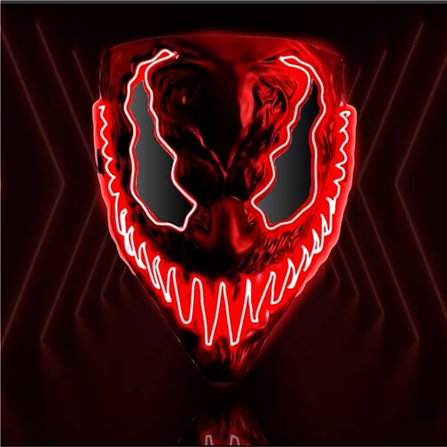 TK Gruppe Timo Klingler Kostümheld® LED Premium Maske - wie aus Venobat steuerbar, für Halloween, Fasching & Karneval als Kostüm für Herren & Damen (LED Rot) von TK Gruppe Timo Klingler