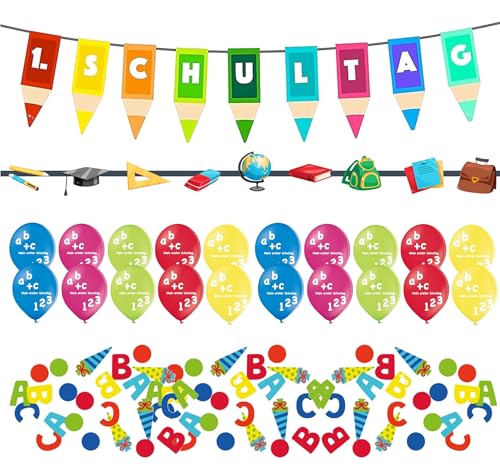 TK Gruppe Timo Klingler XXL Set Einschulung Schulanfang Deko Dekoration über 100 Teile - 1.Schultag, ABC Erster Schultag, Schuleinführunget von TK Gruppe Timo Klingler