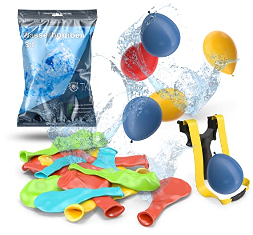 Wasserbomben/Wasserballon Set mit 1000x Wasser Ballons & 1x Schleuder für Kinder & Erwachsene - Wasser Luftballons in bunten Farben von TK Gruppe Timo Klingler