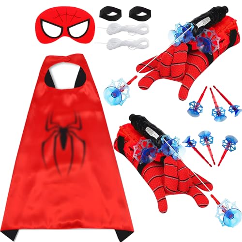 TKGEOUE Spiderm Launcher Handschuh Handgelenk Spielzeug Set Hero Handschuhe Spielzeug Held Launcher Spiderm Web Shooter Umhang und Augenbinde Geschenk für Kinder Cosplay Handschuh TKGEOUE Spiderm Launcher Handschuh Handgelenk Spielzeug Set Hero Handschuhe Spielzeug Held Launcher Spiderm Web Shooter Umhang und Augenbinde Geschenk für Kinder Cosplay Handschuh von TKGEOUE