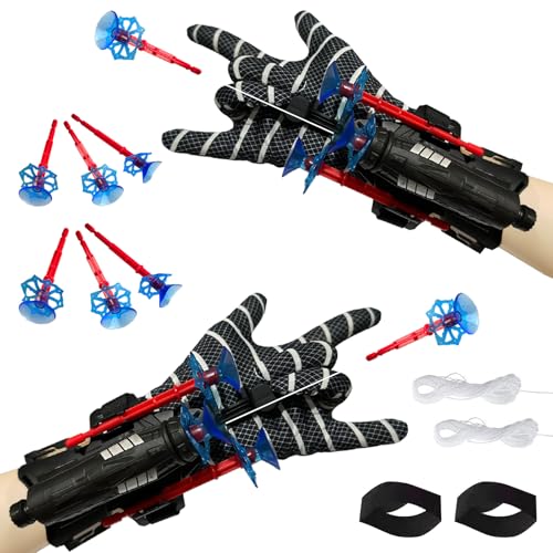 TKGEOUE Super Spiderm Launcher 2 Set Kids Spiderm Hero Handschuhe Spiderm Launcher Handschuhe Spiderm Handschuhe Kinder Spiderm Web Shooter Spiderm Hero Handgelenk Spielzeug Set. von TKGEOUE