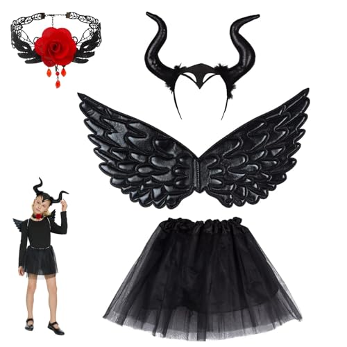 TKGEOUE Teufel Kostüm Mädchen, 4 Stück Königin Hörner Kostüm,Maleficent Karneval Kostüm Mädchen Hexenkostüm Kinder,Karneval Kostüm,für Halloween Karneval Fasching Cosplay Party. TKGEOUE Teufel Kostüm Mädchen, 4 Stück Königin Hörner Kostüm,Maleficent Karneval Kostüm Mädchen Hexenkostüm Kinder,Karneval Kostüm,für Halloween Karneval Fasching Cosplay Party. von TKGEOUE
