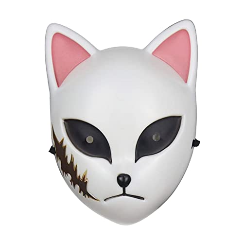 TKTTBD Demon Slayer Maske - Fuchs Maske - Kamado Tanjirou/Sabito/Makomo Anime Cosplay - Persönlichkeit Maske Halloween Japanische Maske - Erwachsene Maskerade Party Kostüm (Stil A) von TKTTBD