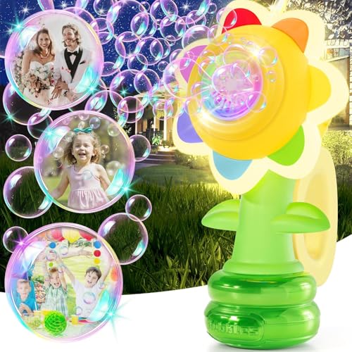 Seifenblasenmaschine für Kinder, Seifenblasen Blume Seifenblasenblume Bubble Machine, Wiederaufladbare Tanzende Sonnenblumen-Seifenblasen Maschine mit 130ML Seifenblasenlösung für Kinder Party Seifenblasenmaschine für Kinder, Seifenblasen Blume Seifenblasenblume Bubble Machine, Wiederaufladbare Tanzende Sonnenblumen-Seifenblasen Maschine mit 130ML Seifenblasenlösung für Kinder Party von TLDNZXY