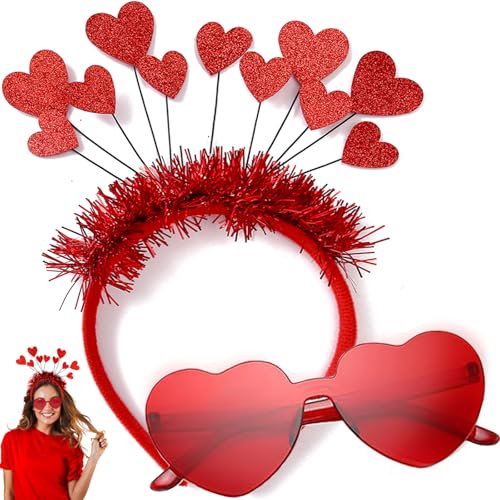 Herz Haarreif Rot Herz Sonnenbrille Herzform Karneval Amor Kostüm Accessoires Damen, Glitzer Amor Haarreif + Herzbrille Rot, Fasching Brille Herzhaarreif Haarband für Valentinstag Geburtstag Party Herz Haarreif Rot Herz Sonnenbrille Herzform Karneval Amor Kostüm Accessoires Damen, Glitzer Amor Haarreif + Herzbrille Rot, Fasching Brille Herzhaarreif Haarband für Valentinstag Geburtstag Party von TLDNZXY
