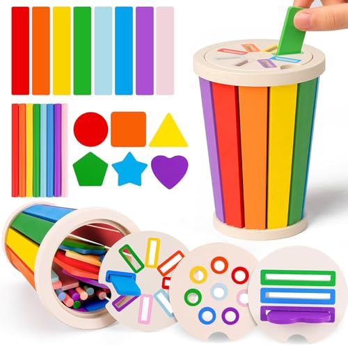 TLDNZXY Montessori Spielzeug ab 1 2 3 Jahr, Holzspielzeug Motorikspielzeug Baby Farbe Sortierspiel Baby Spielzeug 1 Jahr, Kinderspielzeug ab 1-3 Jahre Lernspielzeug, Geschenk für Kinder Mädchen Jungen von TLDNZXY