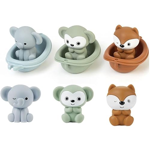 TLHWIN Baby Bad Spielzeug, Kinder Badewanne Tiere Spielzeug, Kleinkind Badezimmer Silikon Wasser Spielzeug, Finger Haustiere Kinder schwimmend Schwimmbad Bad Spielzeug Von 1 Jahr (B) von TLHWIN