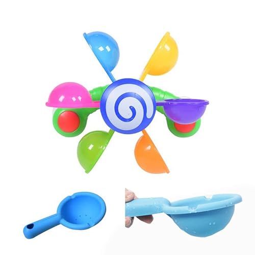 TLHWIN Baby Streuen Wasser Spielen Bad Spielzeug ,Regenbogen rotierende Windmühle Schwimmbad Badewanne Spielzeug mit Löffel, Kinder Badezimmer Dusche Spielzeug Mädchen Jungen Geschenk von TLHWIN