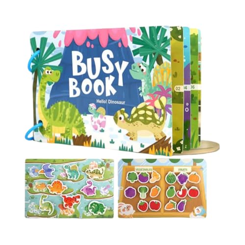 TLHWIN Beschäftigungsbuch für Kinder, Fahrzeug-Thema, mit Spielfiguren und Gebäuden, piel & Spaß für Kinder, Grundbegriffe für Kinder,10 Seiten (Fruit) von TLHWIN