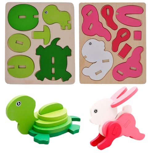 TLHWIN 3D Holzpuzzle Spielzeug, 2 Stück Bunt Dreidimensionales Schildkröten- und Kaninchenpuzzle Gestalten Klobige Holz Puzzle Blöcke, Lernspielzeug Geschenk für Kleinkinder und Vorschulkinder. TLHWIN 3D Holzpuzzle Spielzeug, 2 Stück Bunt Dreidimensionales Schildkröten- und Kaninchenpuzzle Gestalten Klobige Holz Puzzle Blöcke, Lernspielzeug Geschenk für Kleinkinder und Vorschulkinder. von TLHWIN