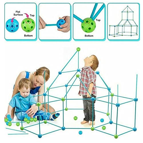 TLHWIN Kinder Fort Bausätze Lernspielzeug Burgen Bauen Tunnel Zelt Raketenturm Spielzeugsets Indoor & Outdoor Lernspielzeug DIY Bausätze Bauspielzeug Geburtstagsgeschenk für Kinder (88PCS) von TLHWIN