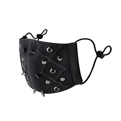 TLMDXTEU Punk Weide Spike PU Leder Maske Halloween Party Outdoor Ball Party von TLMDXTEU