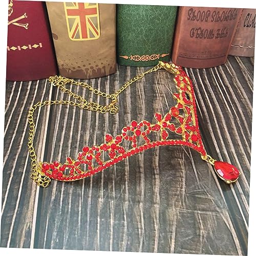 Braut Tiara Krone Braut Kopfschmuck Elegante Legierung Strass Braut Stirnband Hochzeit Schleier Stirnband Zubehör Silber(Red) von TLTLT
