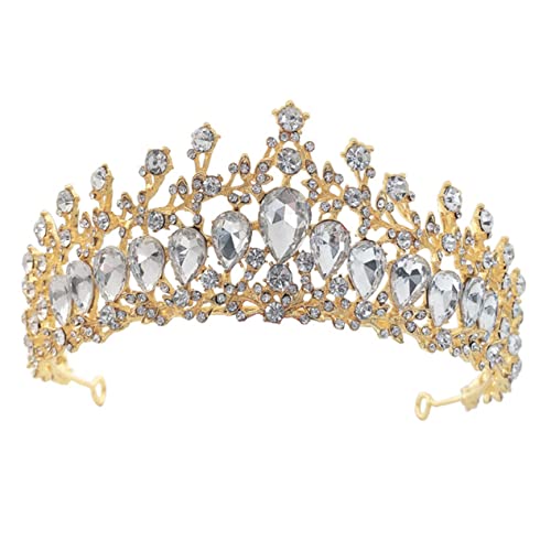 Braut Tiara Krone Chic Hochzeit Kopfschmuck Braut Krone Mode Kopfbedeckungen Elegante Brautkleid Zubehör Strass Haarschmuck(White) von TLTLT