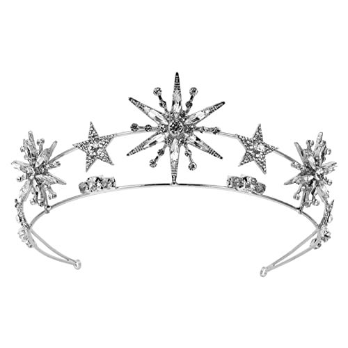 TLTLT „Goldene himmlische Braut-Tiara-Krone – Kopfschmuck aus Legierung mit Sternen for Hochzeiten, Feste und Bräute, glänzende Sternenkrone als Kopfschmuck for Frauen und Mädchen“(Silver) von TLTLT